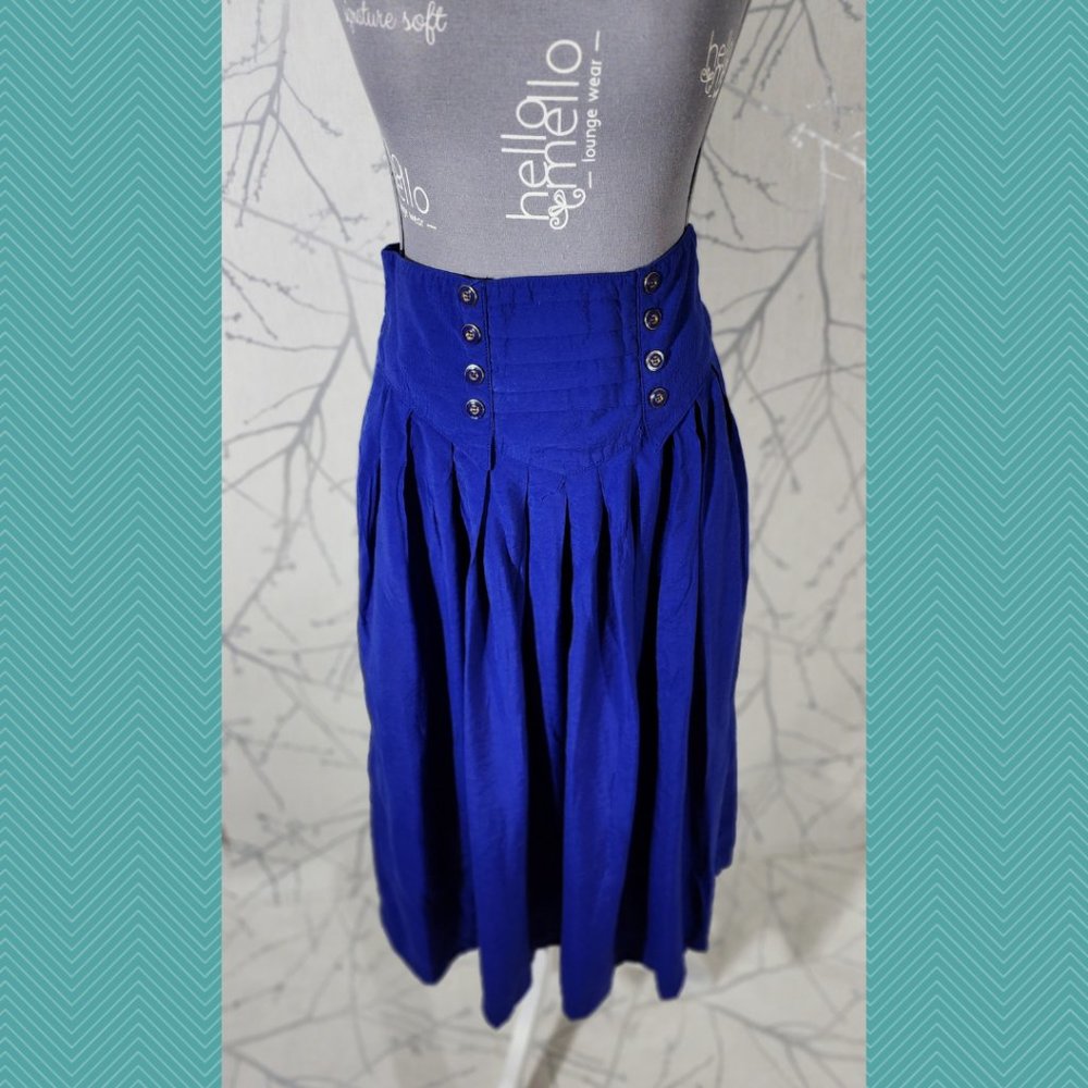 JM Paris Montreal VTG Royal Blue Pleated Long Skirt